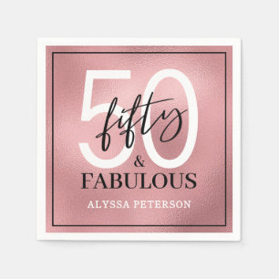 Fifty and Fabulous Script 50th Birthday Napkins