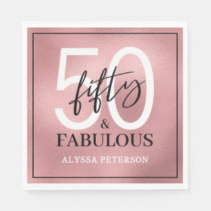 Fifty and Fabulous Script 50th Birthday Napkins