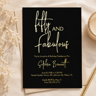Fifty and Fabulous Script 50th Birthday Party Foil Invitation