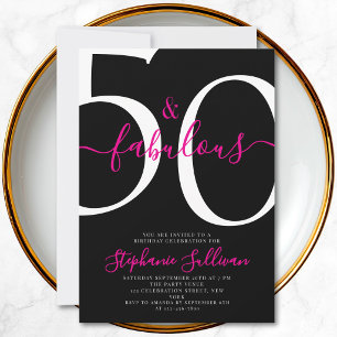 Fifty and Fabulous Script 50th Birthday Party Invitation