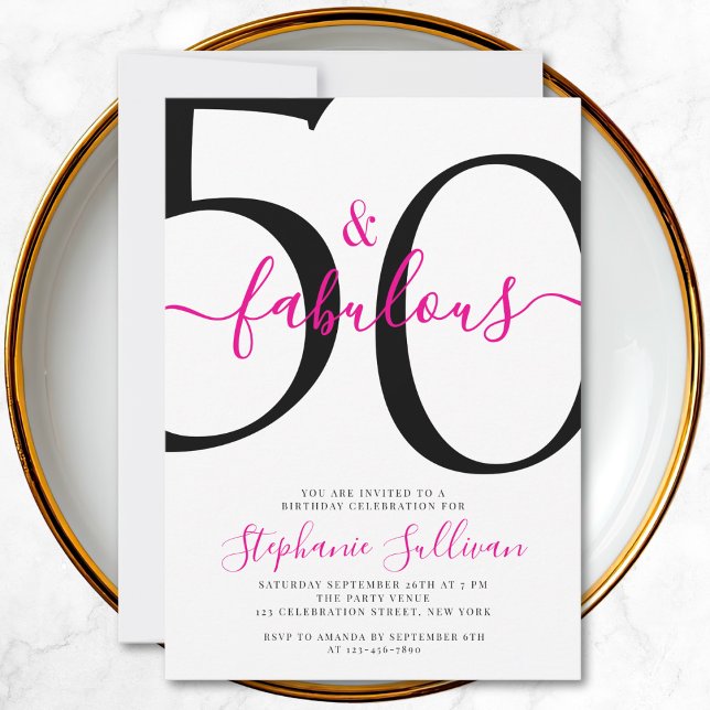 Fifty and Fabulous Script 50th Birthday Party Invitation (Creator Uploaded)