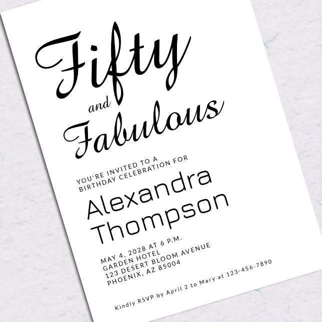 Fifty and Fabulous Script 50th Birthday Party Invitation (Creator Uploaded)
