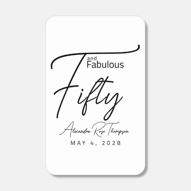 Fifty and Fabulous Script 50th Birthday Party Matchboxes (Front)