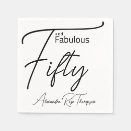 Fifty and Fabulous Script 50th Birthday Party Napkins