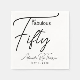 Fifty and Fabulous Script 50th Birthday Party Napkins