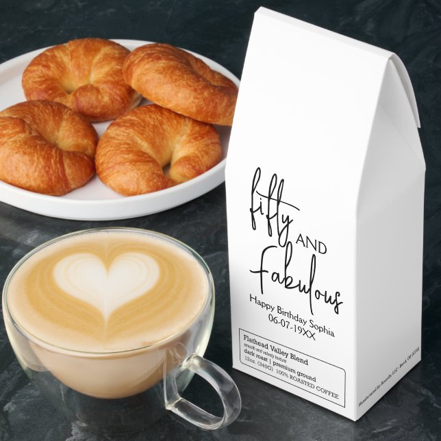 Fifty and Fabulous Script 50th Birthday Party  Roasted Coffee (Breakfast)