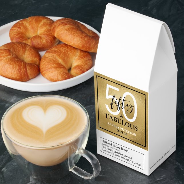 Fifty and Fabulous Script 50th Birthday Roasted Coffee (Breakfast)