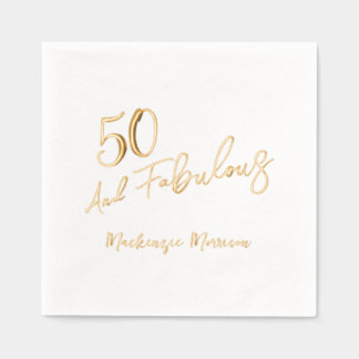 Fifty and Fabulous Script Birthday Foil Napkins