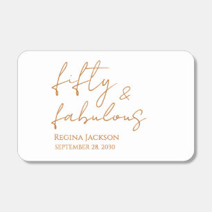 Fifty And Fabulous Script Gold 50th Birthday Party Matchboxes