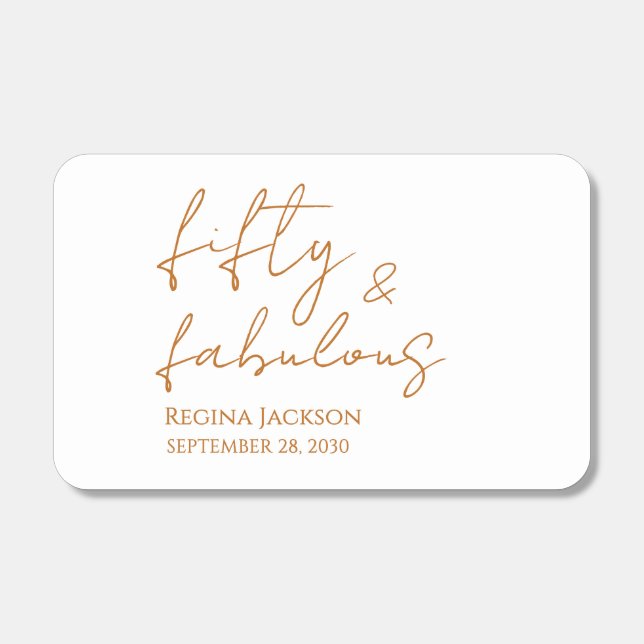 Fifty And Fabulous Script Gold 50th Birthday Party Matchboxes (Front)