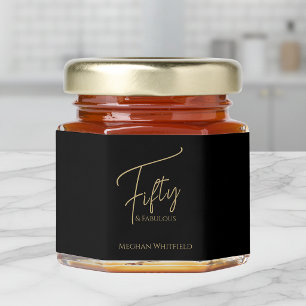 Fifty and Fabulous Script Name 50th Birthday Party Honey Jar Favors