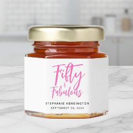 Fifty and Fabulous Script Name 50th Birthday Party Honey Jar Favors