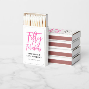 Fifty and Fabulous Script Name 50th Birthday Party Matchboxes