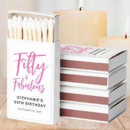 Fifty and Fabulous Script Name 50th Birthday Party Matchboxes
