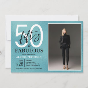 Fifty and Fabulous Script Photo 50th Birthday Invitation
