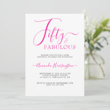 Fifty and Fabulous Script Pink 50th Birthday Party