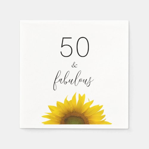 Fifty and Fabulous Sunflower Birthday Party   Napkins