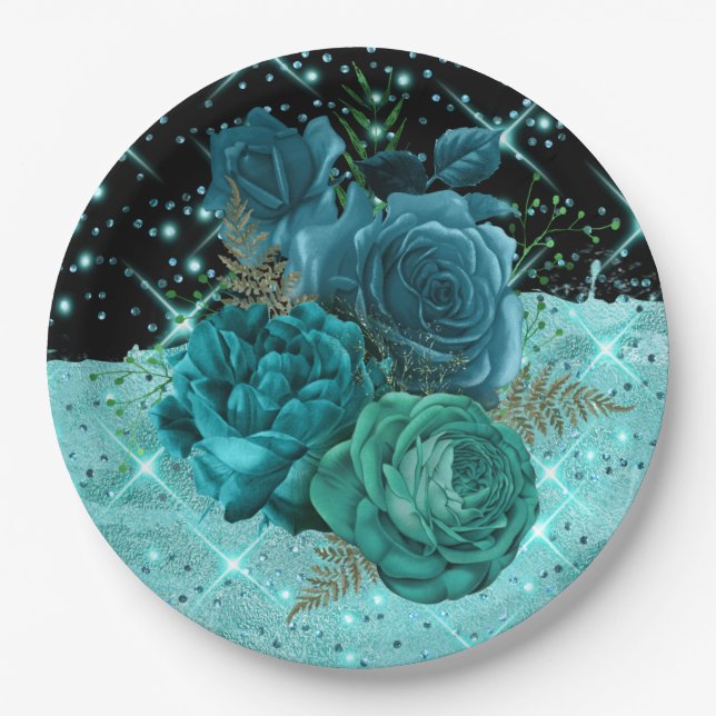 Fifty and Fabulous | Teal 50th Birthday Design | Paper Plates (Front)