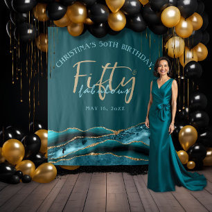 Fifty and Fabulous Teal Agate Photo Backdrop