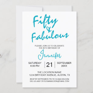 Fifty and Fabulous Turquoise 50th Birthday Invitation