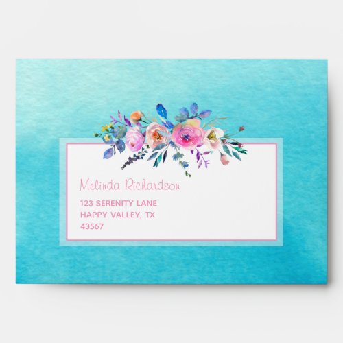 Fifty and Fabulous Watercolor Floral Elegant Envelope