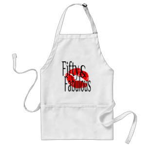 Fifty and Fabulous with Hot Red Lips Adult Apron