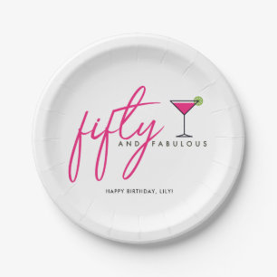 Fifty and Fabulous Women's Birthday Party Paper Plates