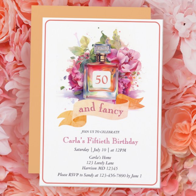 Fifty and Fancy Fun Womens Birthday Invitation (Creator Uploaded)