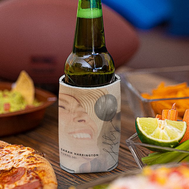 Fifty Balloon String | Photo 50th Birthday Party Can Cooler (Creator Uploaded)