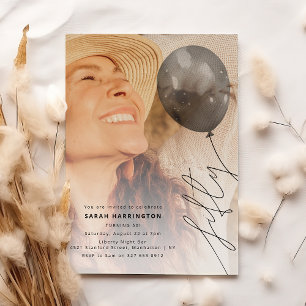 Fifty Balloon String Photo 50th Birthday Party Invitation