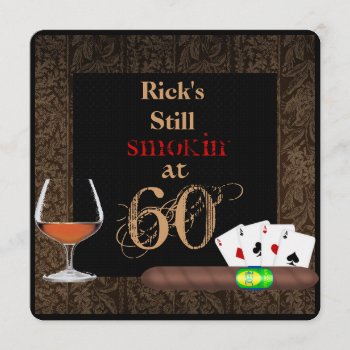 Fifty Birthday Cigars Poker And Brandy Invitations by CHICLOUNGE at Zazzle