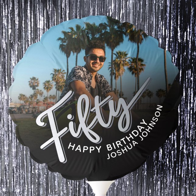 Fifty black and silver now and then photo Balloon (Creator Uploaded)