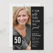 Fifty Black & White 50th Birthday Party Photo Invitation | Zazzle