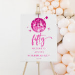 Fifty Disco Ball 50th Birthday Party Welcome Sign<br><div class="desc">This is a Pink Disco Ball 50th Birthday Party Welcome Sign!</div>