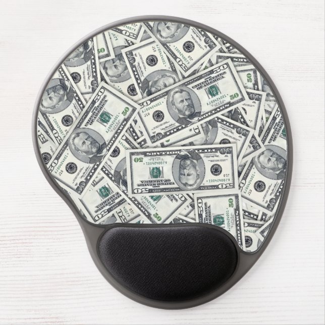 Fifty Dollar Bill Money Pattern Gel Mouse Pad (Front)
