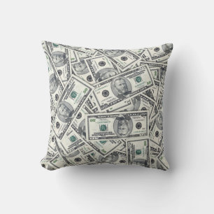 Fifty Dollar Bill Money Pattern Throw Pillow
