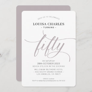FIFTY elegant birthday chic script modern mushroom Invitation