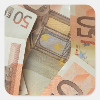 Fifty Euro Money Art Square Sticker by studioportosabbia at Zazzle