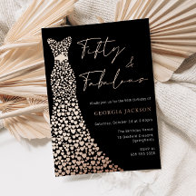 Fifty & Fab Dress 50th Birthday Black Real Gold