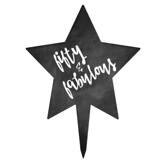Fifty & Fabulous - 50th Birthday Cake Topper (Front)