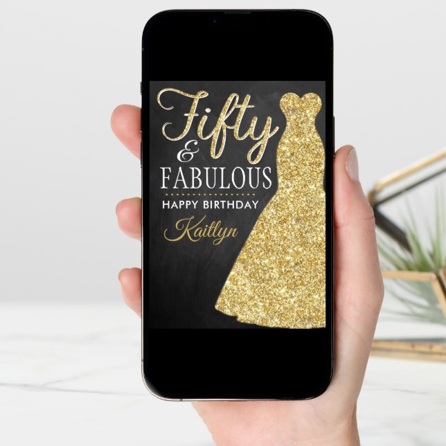 Fifty & Fabulous 50th Birthday Card (Front Digital)