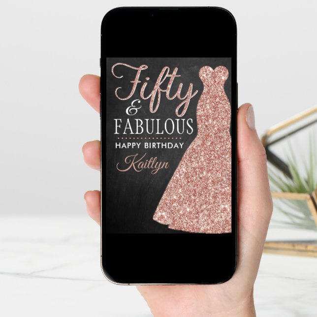 Fifty & Fabulous 50th Birthday Card (Front Digital)