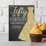 Fifty & Fabulous 50th Birthday Card<br><div class="desc">Send a personalized birthday greeting with this elegant gold glitter dress fifty and fabulous 50th birthday card. The name on the front can easily be personalized for that special person and the message on inside of the card can be personalized too.</div>
