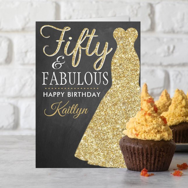 Fifty & Fabulous 50th Birthday Card (Creator Uploaded)