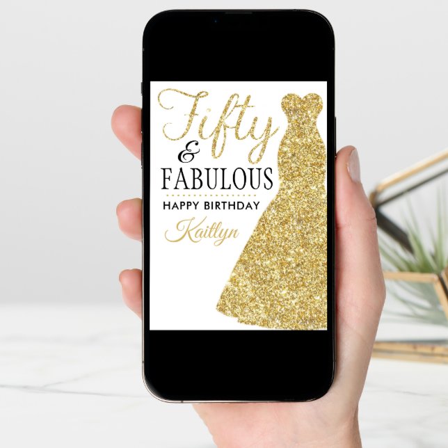 Fifty & Fabulous 50th Birthday Card (Front Digital)