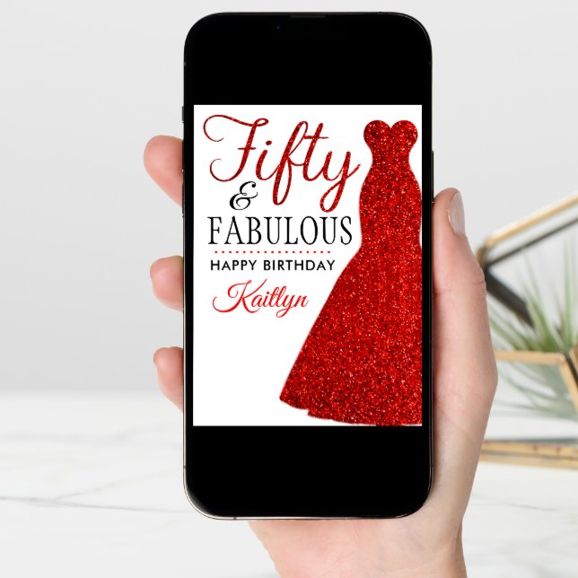 Fifty & Fabulous 50th Birthday Card (Front Digital)