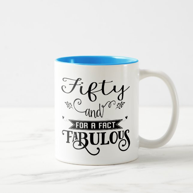 Fifty Fabulous 50th Birthday Gift Mug (Right)