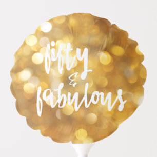 Fifty & Fabulous, 50th Birthday Gold Sparkles Balloon