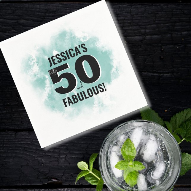 Fifty Fabulous 50th Birthday Napkins (Watercolor Fifty Fabulous 50th Birthday Napkins)