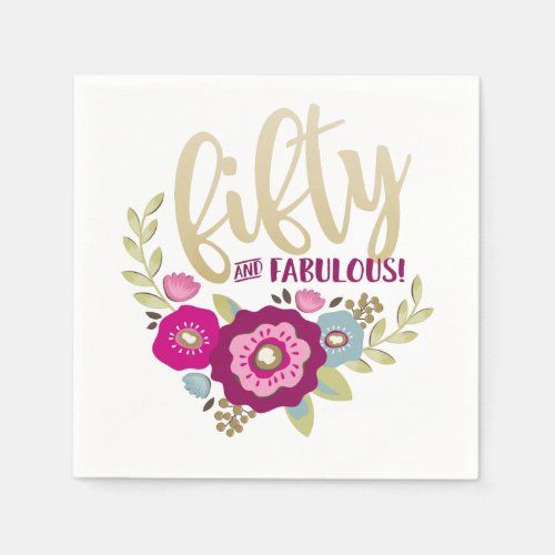 Fifty Fabulous 50th Birthday Party Napkins